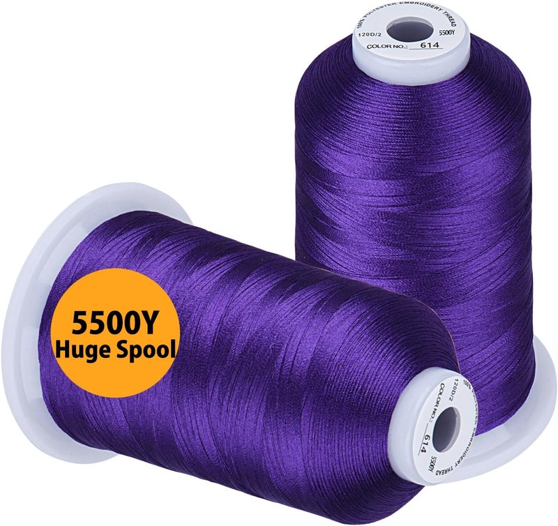 simthread Embroidery Thread 5500 Yards Purple 614, 2 Huge Spools 40wt Polyester for Brother, Babylock, Janome, Singer, Pfaff, Husqvarna, Bernina Machine - Image 1